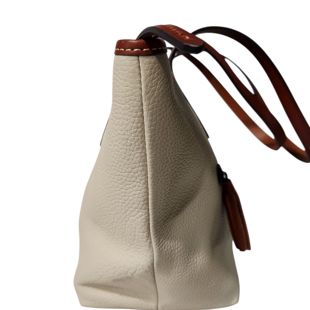 NEW! Dooney & Bourke K2097873 Ivory and Tan Leather Large Tote - Picture 6 of 15